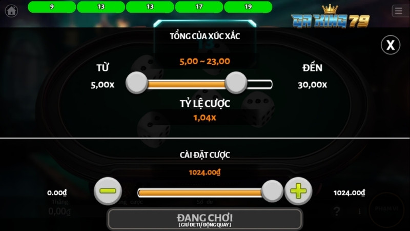 Các nút chức năng hỗ trợ người chơi Nổ Hũ Xúc Sắc GAKING79