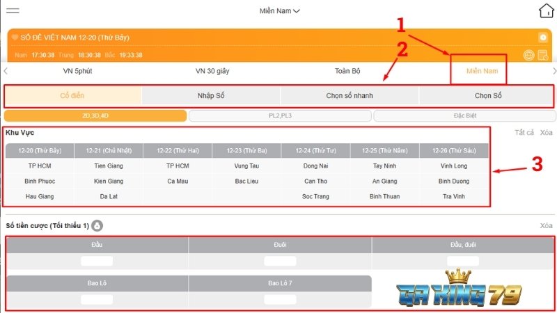Chọn kiểu cược