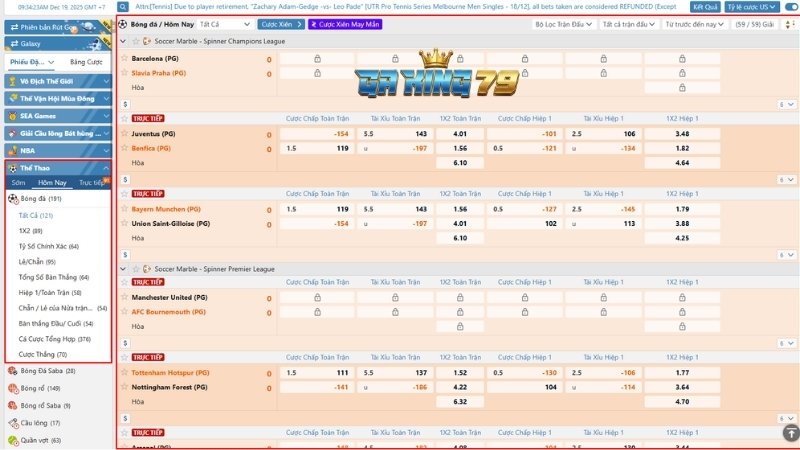 Giao diện cá cược bóng đá GAKING79 hiện đại và dễ sử dụng