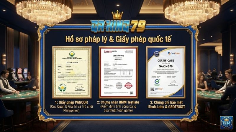 ho so phap ly va giay phep quoc te gaking79 GAKING79 sở hữu đầy đủ giấy phép hoạt động quốc tế minh bạch, tạo niềm tin vững chắc