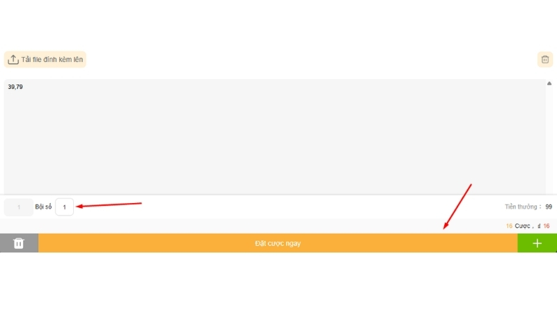 Nhập số tiền cược