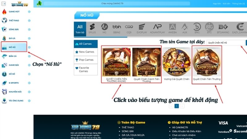 Tìm game “Quyết chiến nổ hũ”