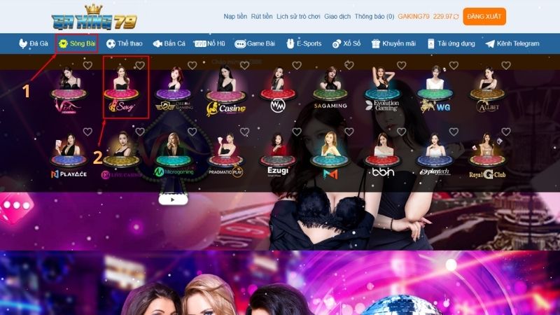 Chọn sảnh Baccarat Online