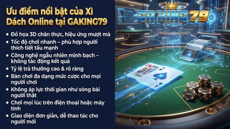 Ưu điểm nổi bật của Xì Dách Online tại GAKING79